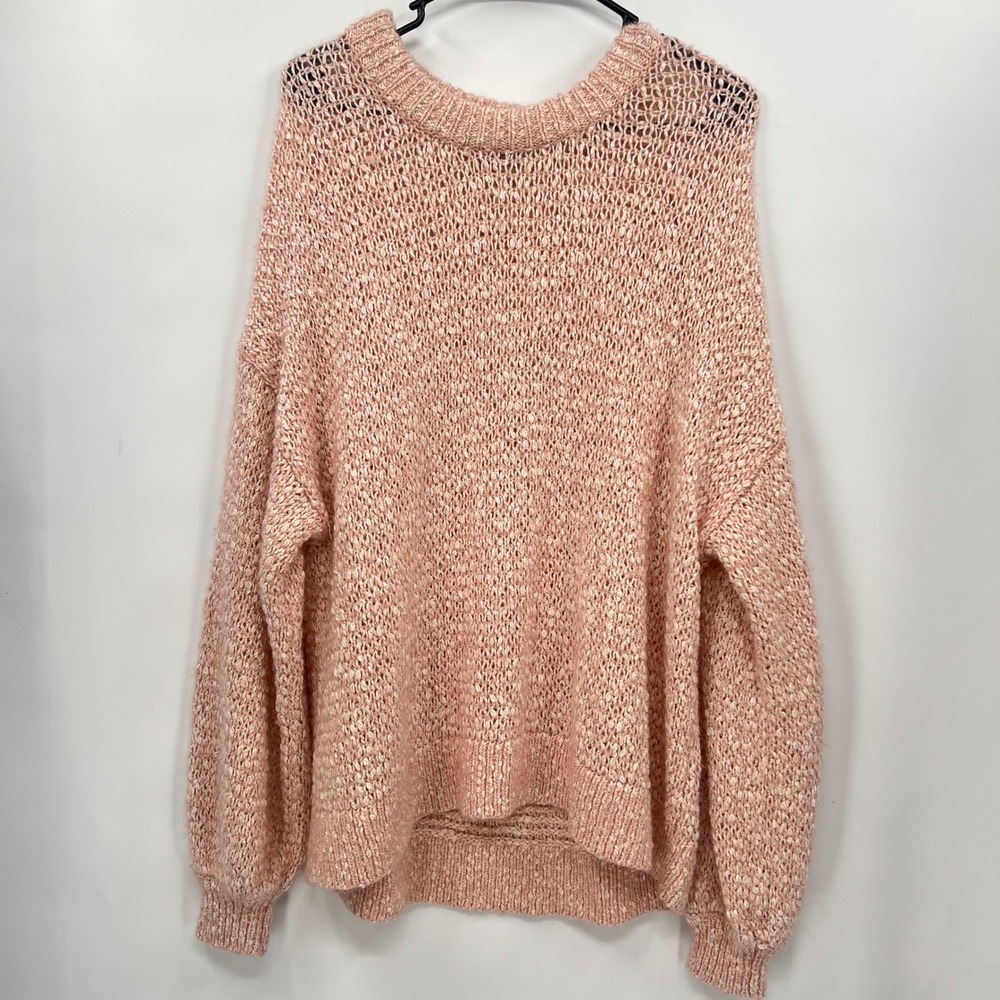 Madewell L Sweater‎ W Pink Chunky Open Knit Raglan Oversized Cotton Alpaca Blend